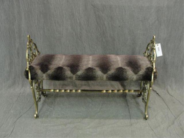 Appraisal: Ornate Bronze Upholstered Bench From Long Island estate Dimensions x