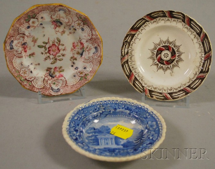 Appraisal: Three English Transfer-decorated Staffordshire Cup Plates