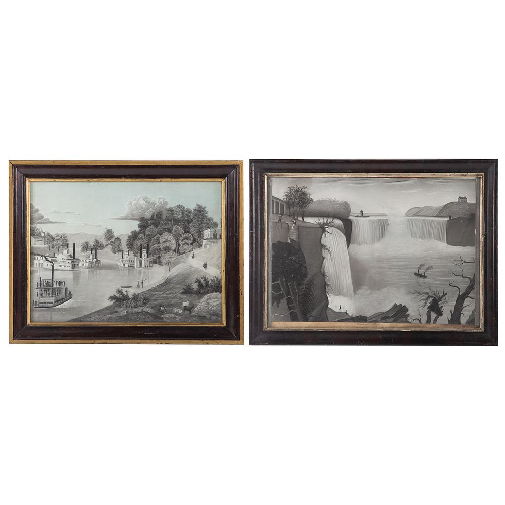 Appraisal: Two American th c Charcoal Drawings C Fletcher Niagara Falls