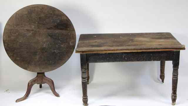 Appraisal: A pine table and a tripod table both distressed