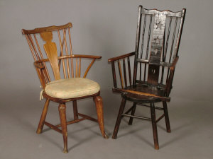 Appraisal: An elm ash and beechwood Windsor chair th century the