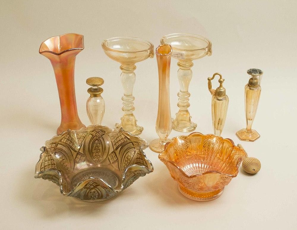 Appraisal: Assorted Carnival Glass Nine pieces of assorted Carnival glass Dimensions