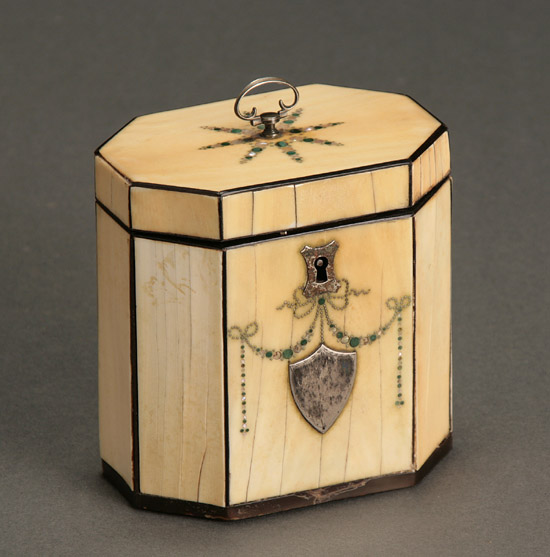 Appraisal: George III Inlaid Ivory Tea Caddy Late th Century Having