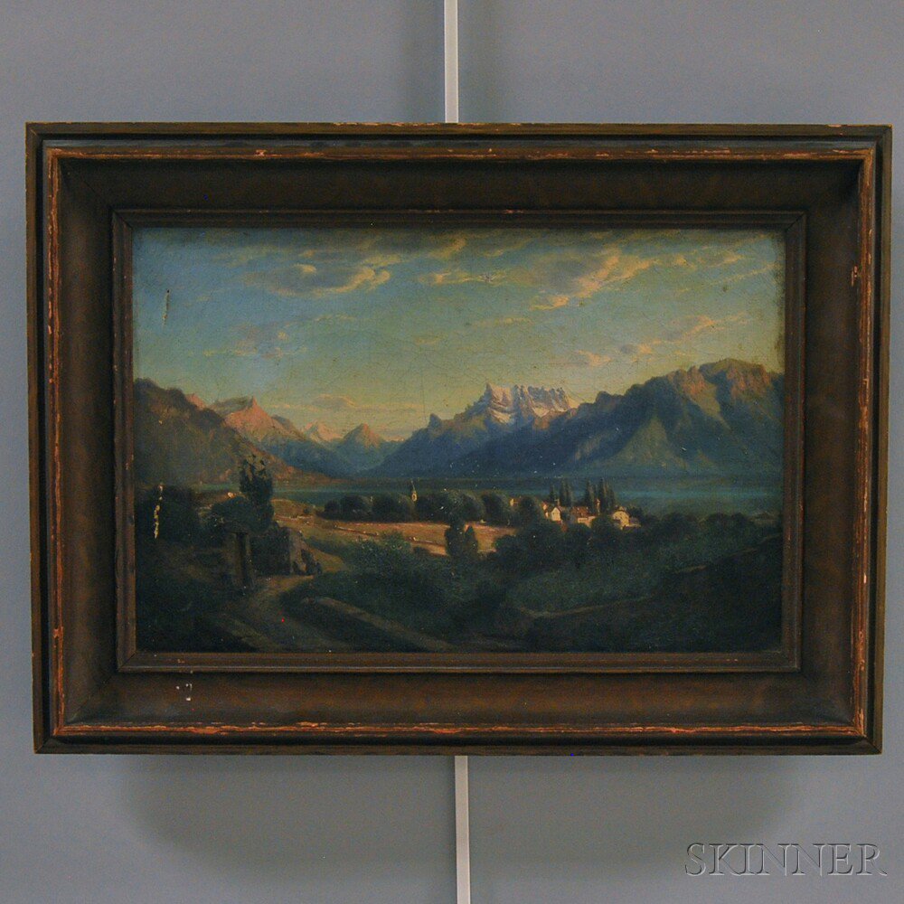 Appraisal: Continental School th th Century Alpine Lake View Unsigned Oil