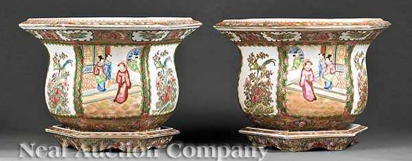 Appraisal: A Pair of Canton Famille Rose Porcelain Jardini res with