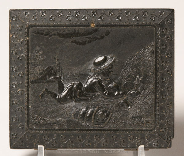 Appraisal: Gutta Percha daguerreotype case featuring double sided bucolic scene with