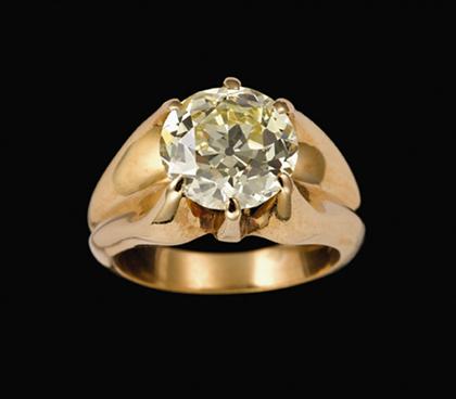 Appraisal: karat yellow gold solitaire diamond ring s Large Old European