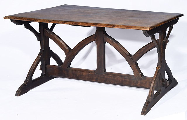 Appraisal: A PUGIN STYLE ELM VESTRY TABLE having a rectangular top