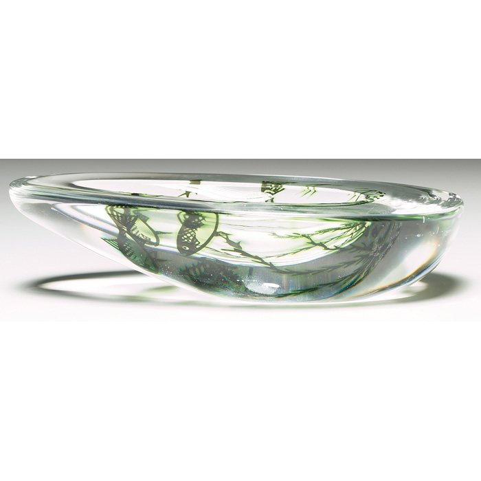 Appraisal: Orrefors Graal dish teardrop shape in thick glass with three