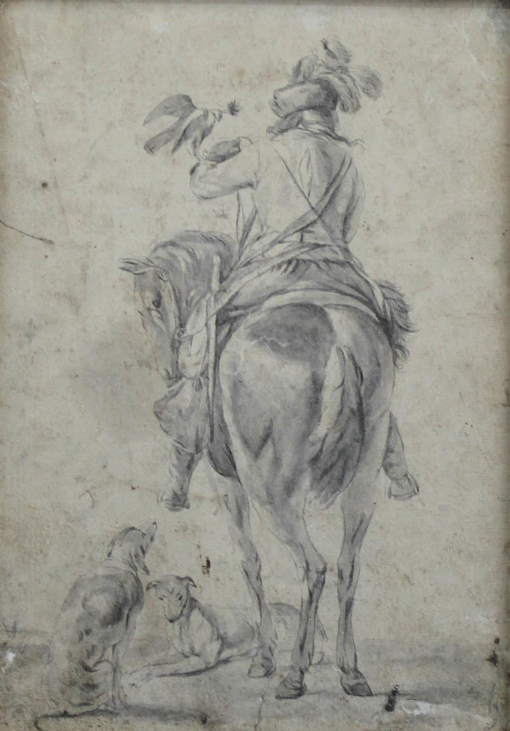 Appraisal: CIRCLE OF WOUVERMANS MAN ON HIS HORSE WITH FALCON AND