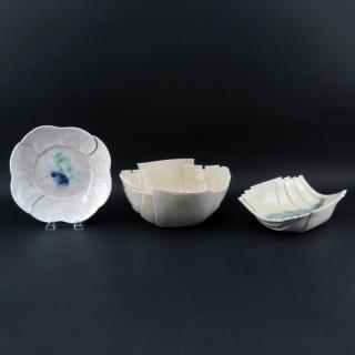 Appraisal: Grouping of Three Terrin Levitt Ceramic Dishes Grouping of Three