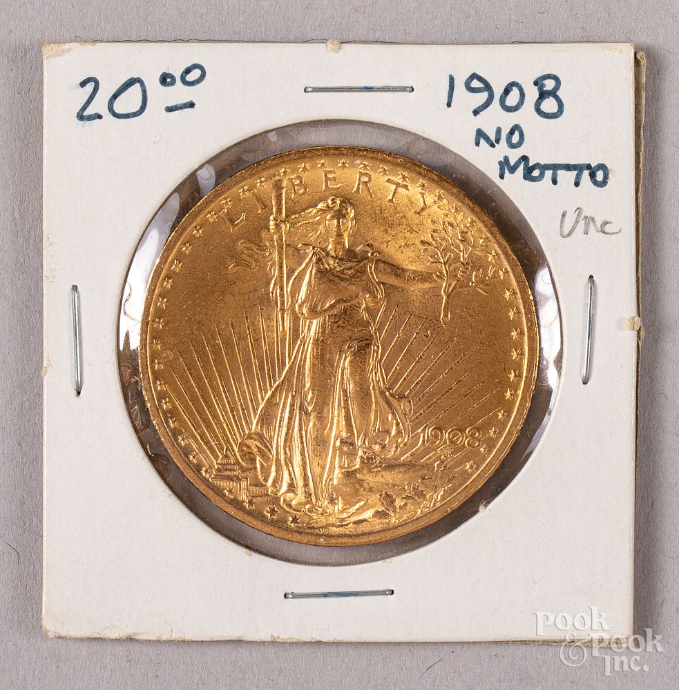 Appraisal: St Gaudens twenty dollar gold coin no mott St Gaudens