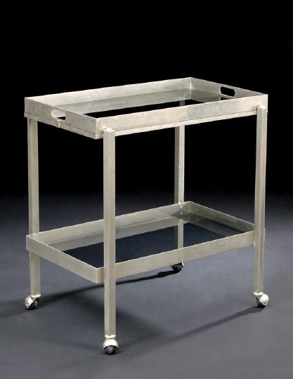 Appraisal: Art Moderne Brushed and Silvered Metal Serving Trolley second quarter