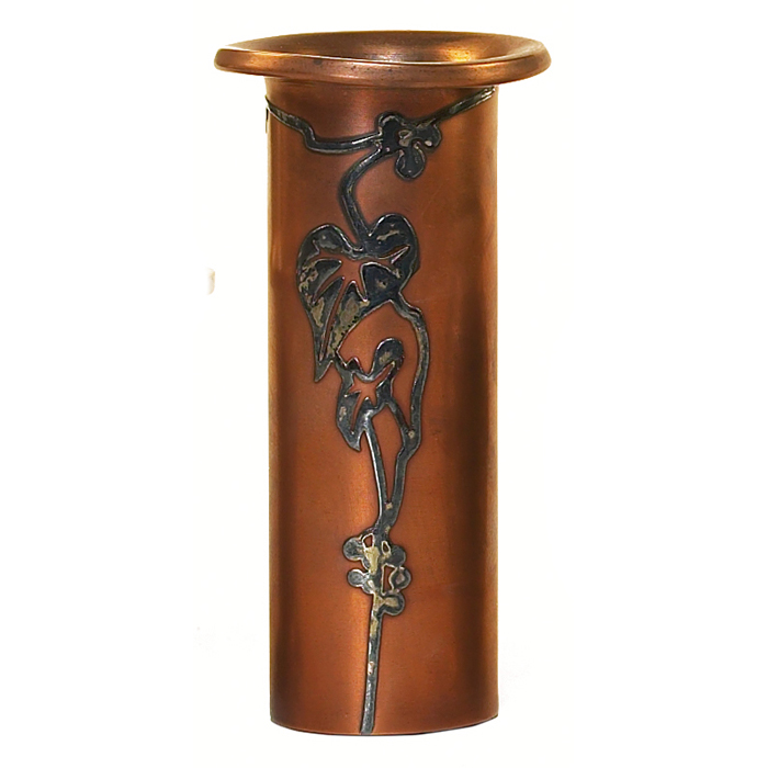 Appraisal: Heintz vase sterling on bronze applied leaf and berry design