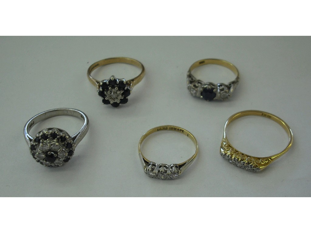 Appraisal: ct diamond five stone ring ct three stone diamond ring