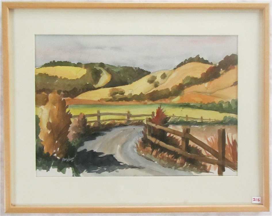 Appraisal: PAUL KELLER WATERCOLOR ON PAPER Oregon - Farmland with rolling