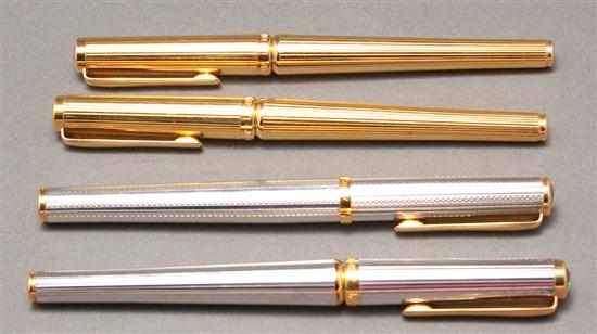 Appraisal: Two LeBoeuf gold colored fountain pens and two similar silver