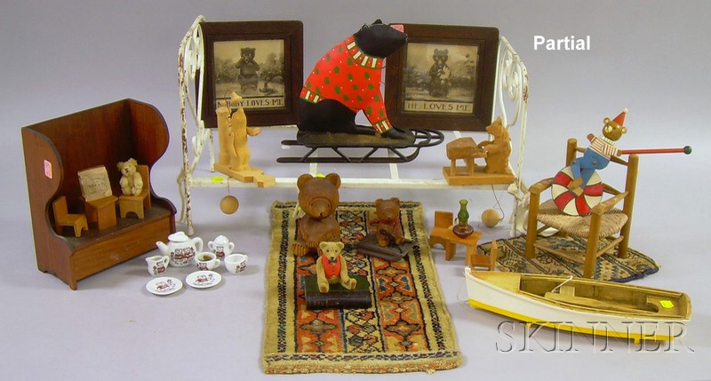 Appraisal: Group of Bear-related and Toy Accessories including painted iron bed