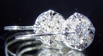 Appraisal: CTW DIAMOND EARRINGS K white gold earrings contain old European