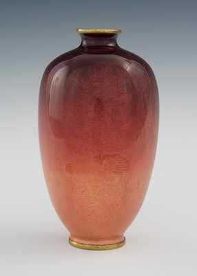 Appraisal: A Plum to Peach Ginbari Vase th Century Hexagonal vase