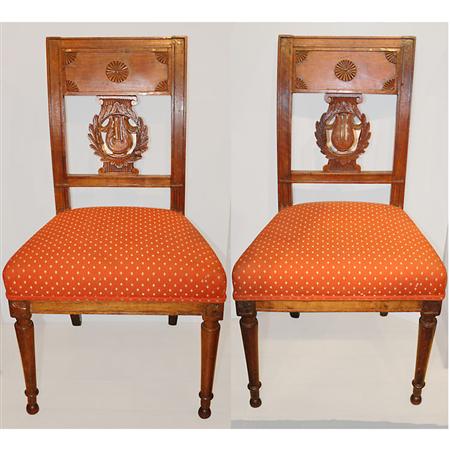 Appraisal: Set of Four Directoire Walnut Side Chairs Estimate -