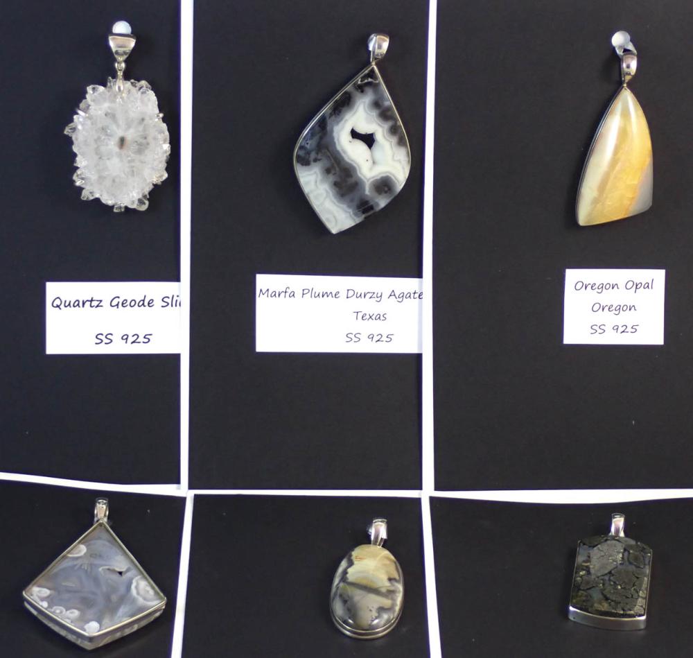 Appraisal: COLLECTION OF SIX SEMI-PRECIOUS GEMSTONE PENDANTS Each sterling silver pendant