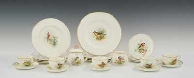 Appraisal: Royal Worcester Small British Birds Porcelain Dinnerware Hand Painted by