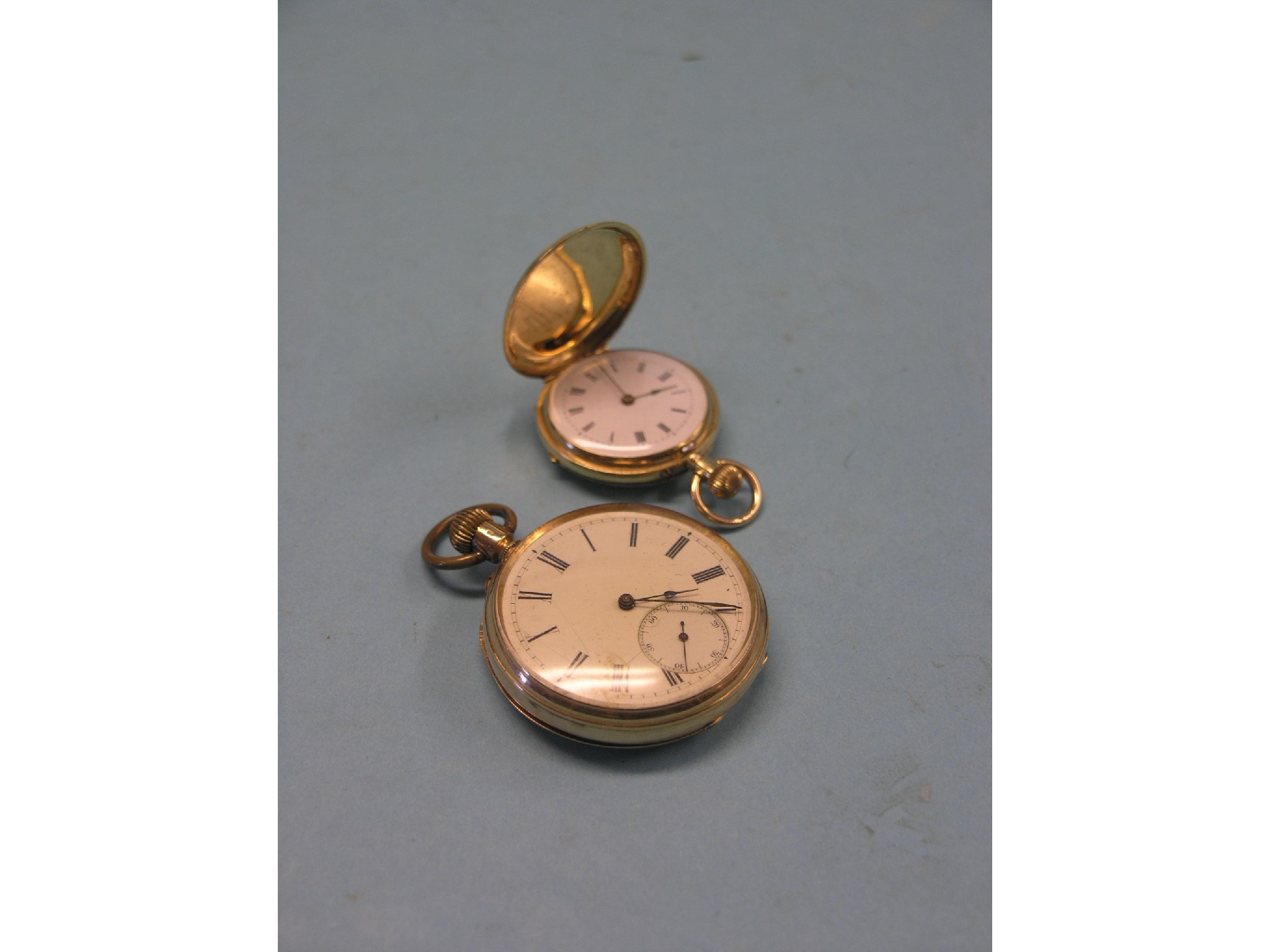 Appraisal: A small ct gold fob watch full hunter and a