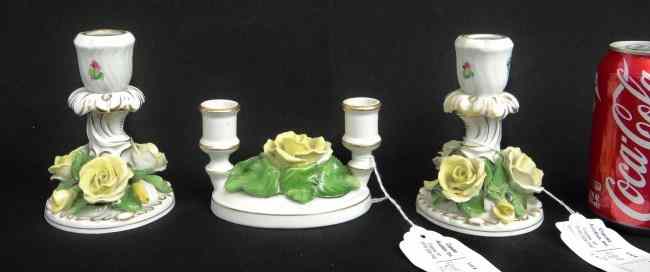 Appraisal: Candlestick lot pair and single signed ''Herand Hungary'' '' and