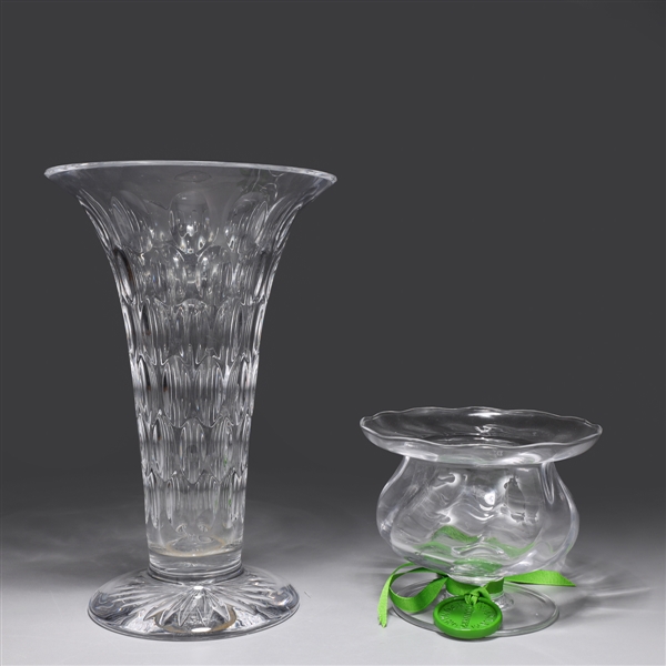 Appraisal: Two glass vases by William Yeoward each with signature to