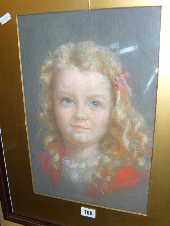 Appraisal: A late th century pastel portrait of a young girl