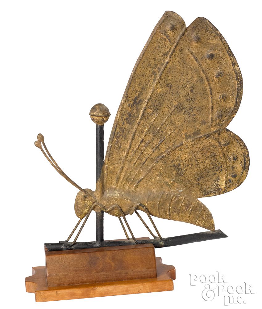 Appraisal: Rare copper butterfly weathervane th c Rare copper butterfly weathervane