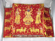 Appraisal: A pair of Indian temple hangings gold painted on coarse