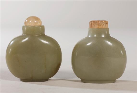 Appraisal: TWO SNUFFBOTTLES China late Qing-dynasty height and cm Jade Rose