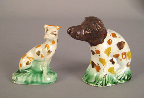 Appraisal: Two Staffordshire figures of a seated hound and a bear