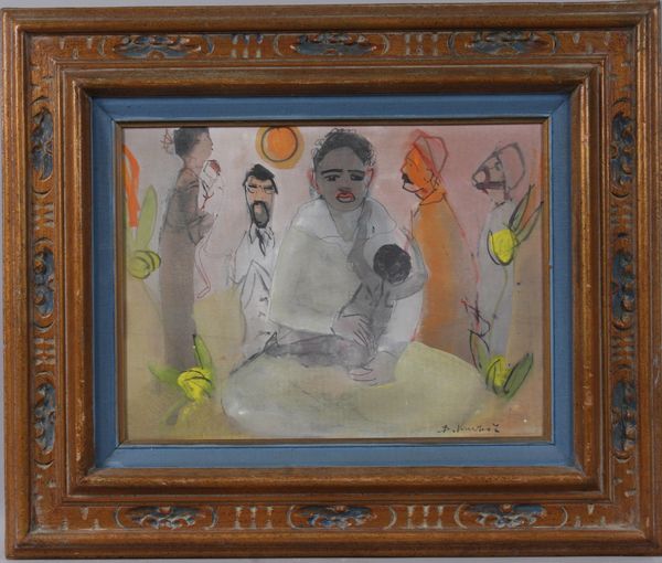 Appraisal: Small group painting mixed media th Century x x framed