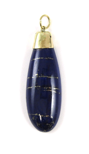 Appraisal: LAPIS LAZULI AND FOURTEEN KARAT GOLD PENDANT measuring - inches