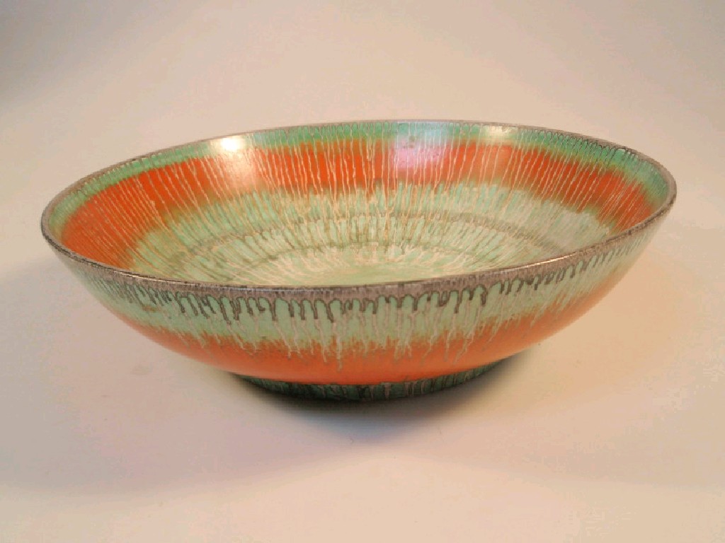 Appraisal: A Shelley Harmony dish glazed in green and orange diameter