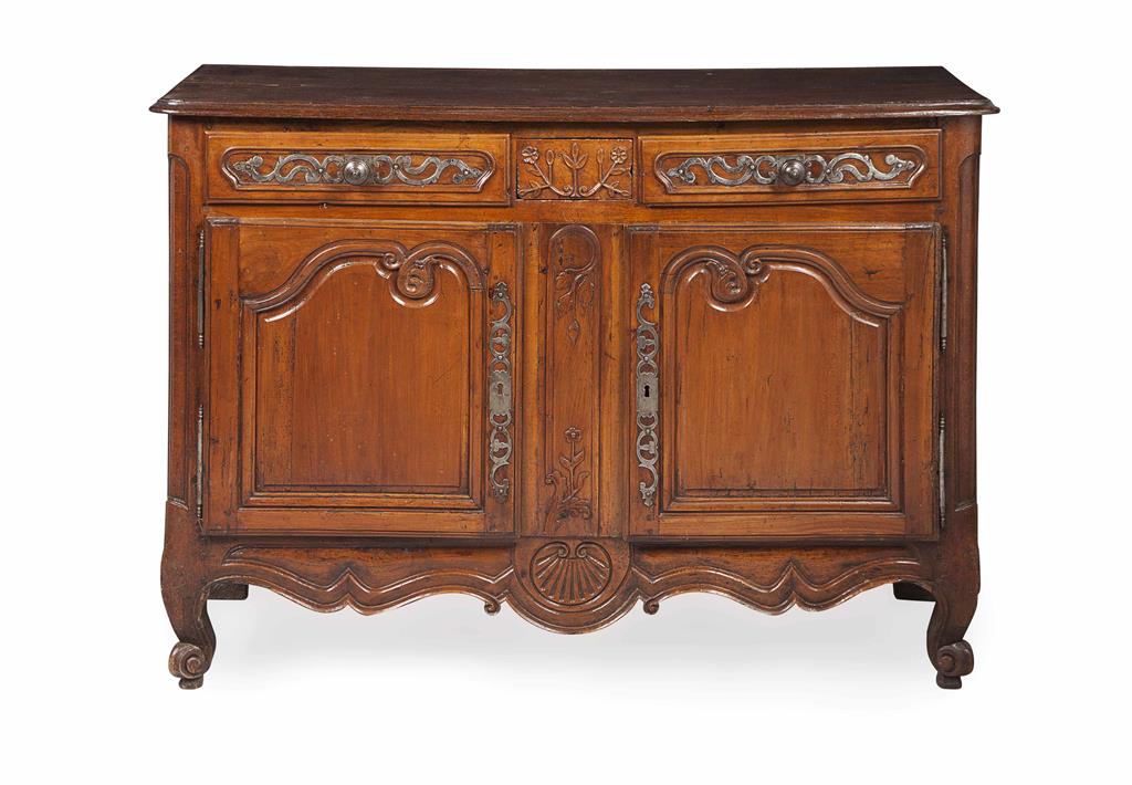 Appraisal: FRENCH PROVINCIAL FRUITWOOD SIDE CABINET EARLY TH CENTURY the moulded