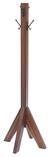 Appraisal: Lifetime hall tree single pole with original iron hooks supported