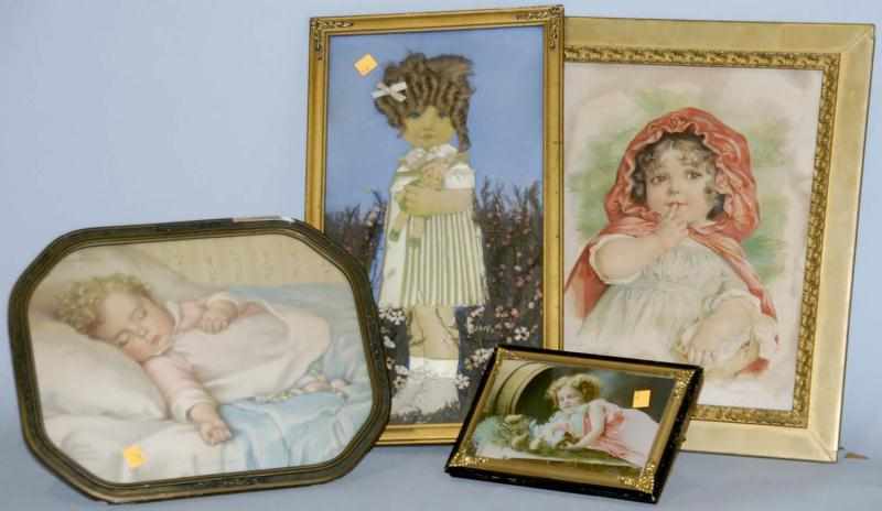 Appraisal: Four Framed Pictures One Annie Benson Muller one little girl