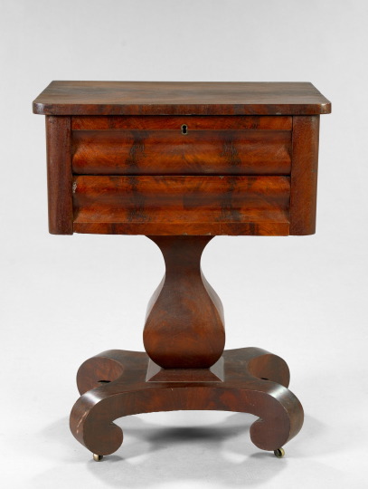 Appraisal: American Late Classical Mahogany Work Table second quarter th century