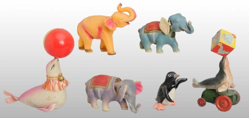 Appraisal: Lot of Celluloid Animal Wind-Up Toys Description Working Includes on