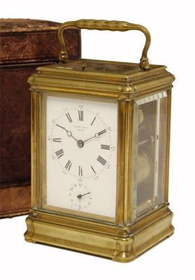 Appraisal: A th century French gilt brass grand sonnerie alarm carriage