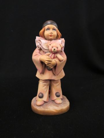 Appraisal: Anri Carved Wood Figurine Pierrot Baby Love artist J C