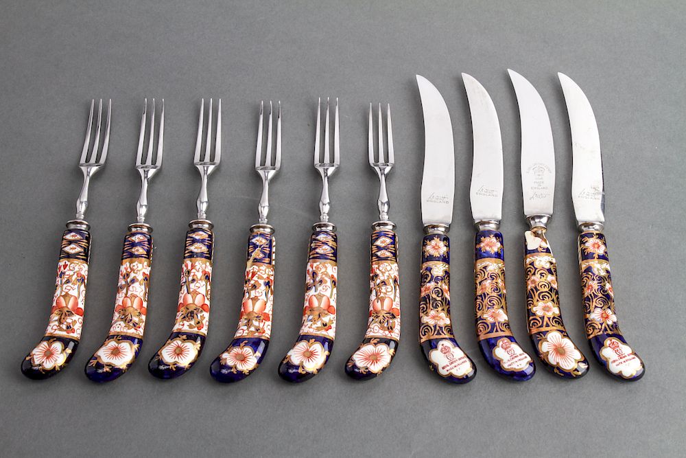 Appraisal: Royal Crown Derby Imari Porcelain Knives Forks Set of Royal