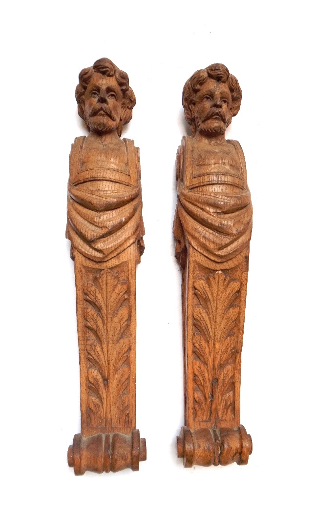 Appraisal: A pair of carved oak corbels early th century each