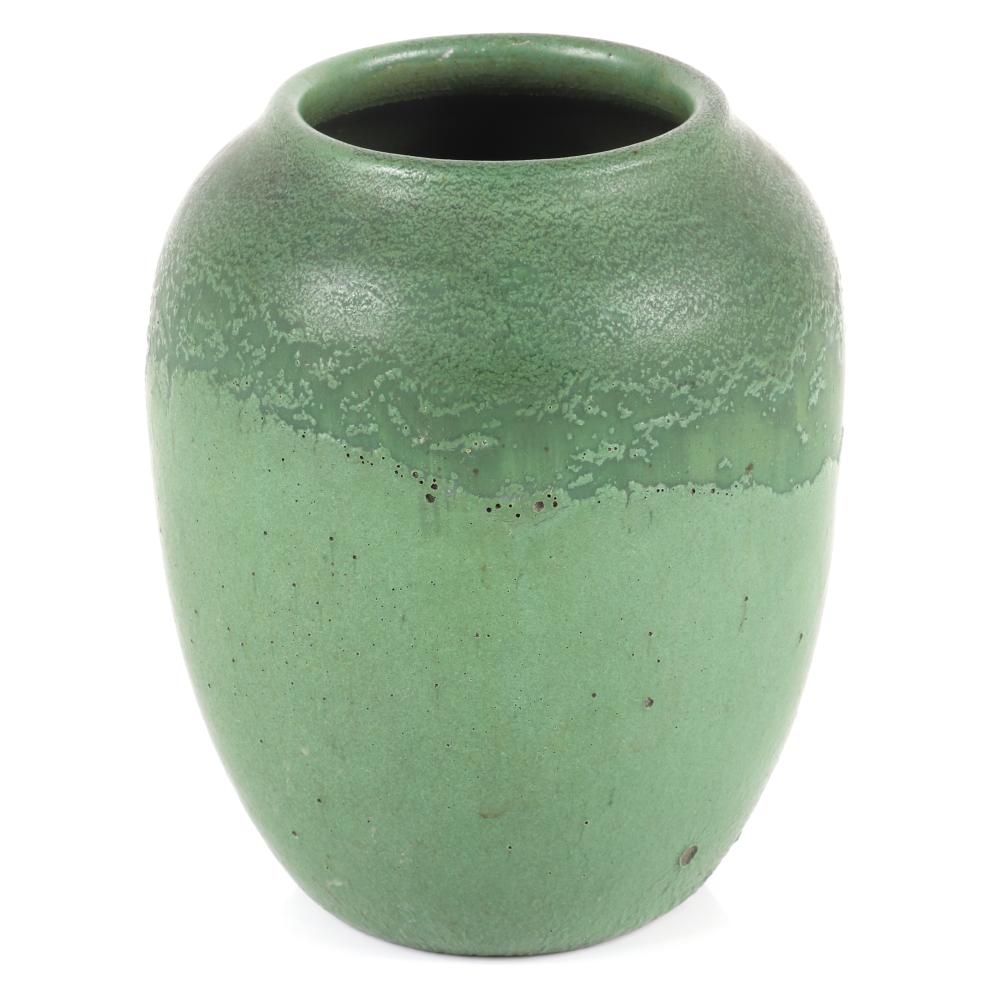 Appraisal: AMERICAN ARTS CRAFTS ART POTTERY VASE WITH MATTE GREEN GLAZE