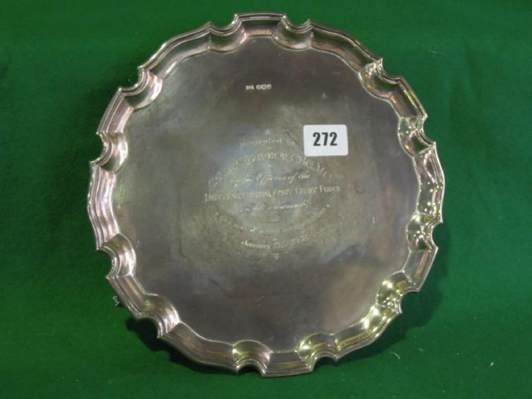 Appraisal: A Georgian style silver salver with pie crust border on