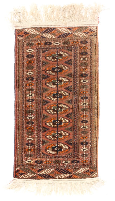 Appraisal: TURKOMAN BOKHARA MAT Late th century Grey ground faded from